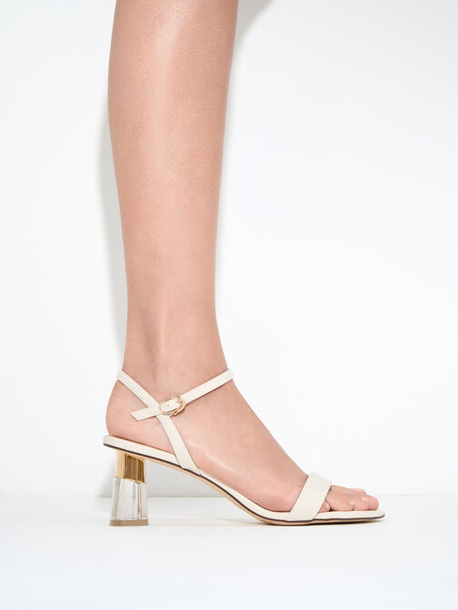 Clear Trapeze Heel Sandals, , hi-res