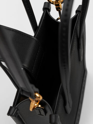 Oona Canvas Geometric Tote Bag, Black, hi-res