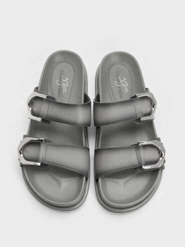 Gabine Leather Ombre Buckled Sandals, Light Grey, hi-res