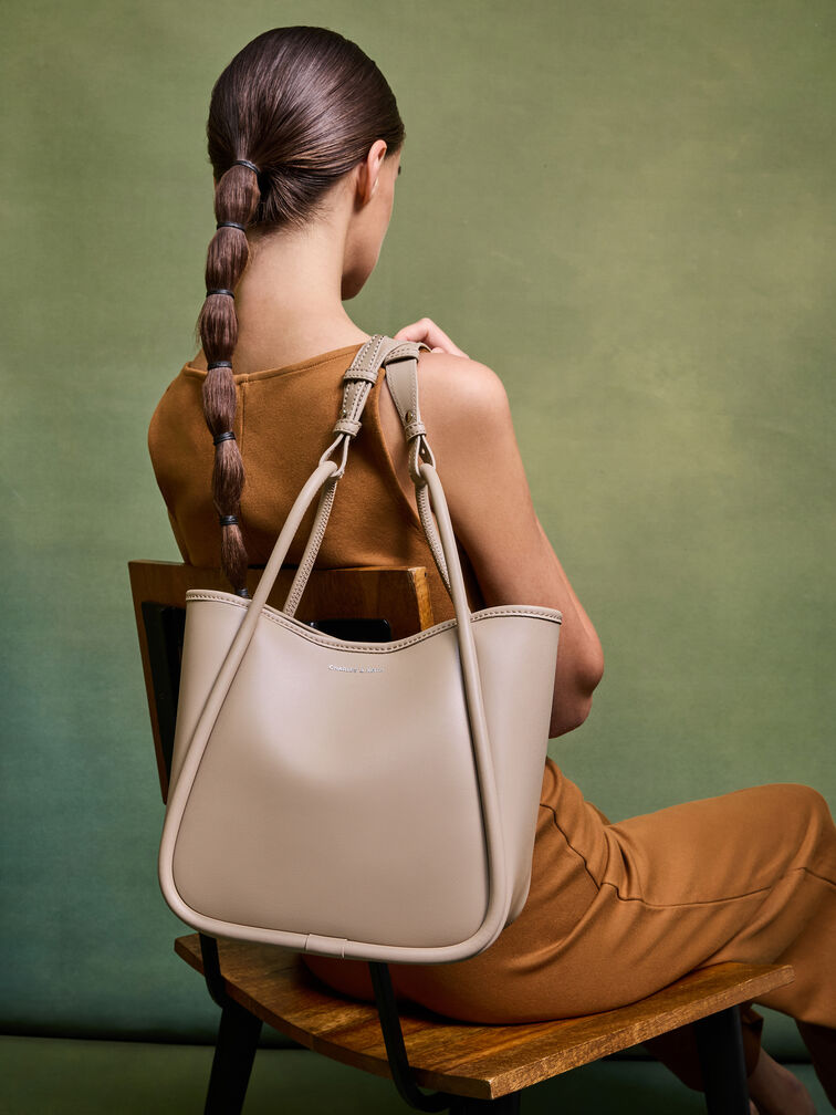 กระเป๋าโท้ทขนาดมินิดีไซน์ขอบรุ่น Lyla, สีโทป, hi-res