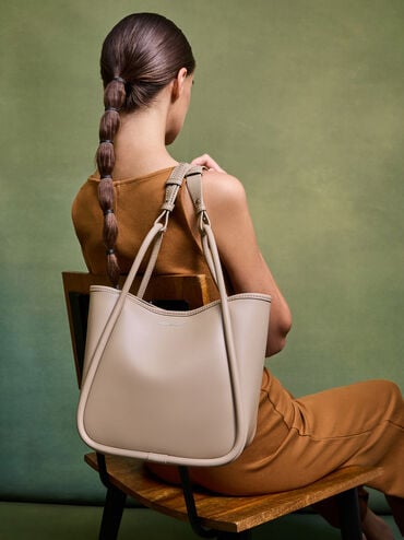 กระเป๋าโท้ทขนาดมินิดีไซน์ขอบรุ่น Lyla, สีโทป, hi-res