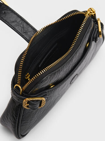 Eilith Chain-Handle Buckled Bag, สีดำ, hi-res