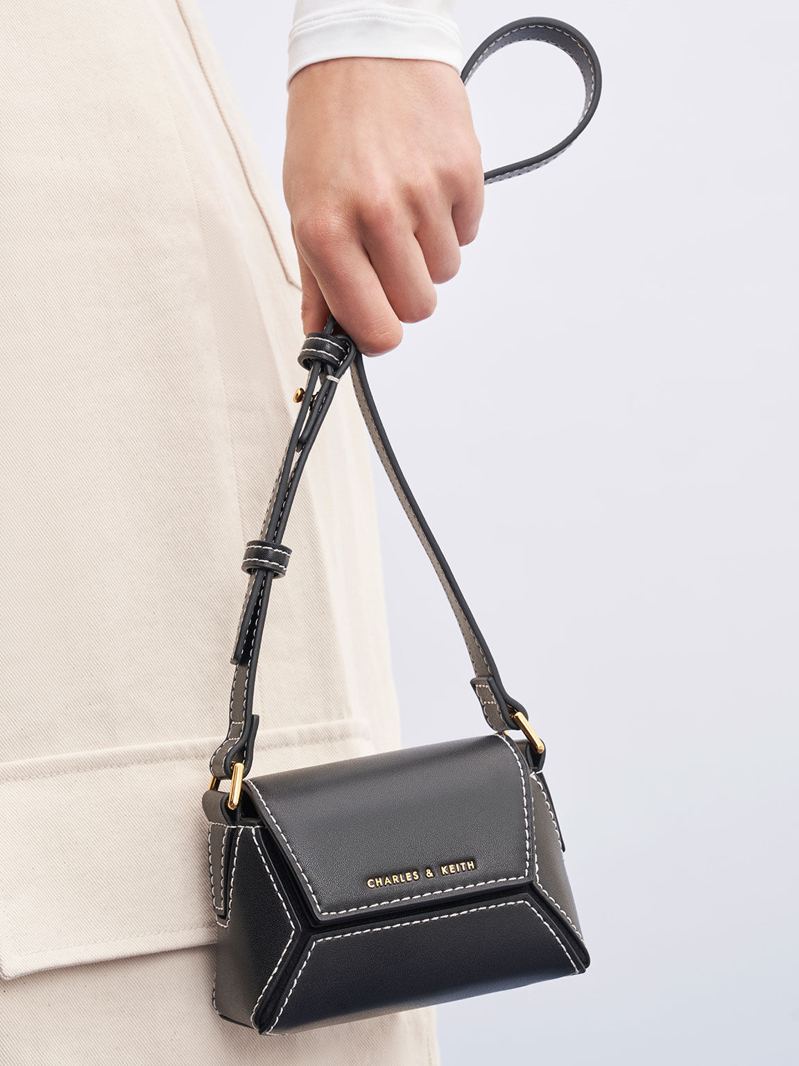 Black Nasrin Geometric Mini Bag CHARLES KEITH TH