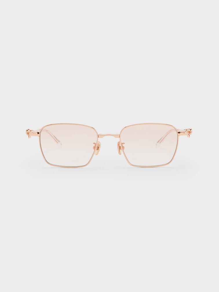 Paige Rectangular Sunglasses, Rose Gold, hi-res