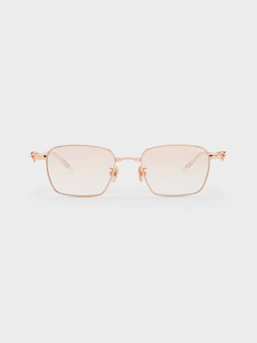 Paige Rectangular Sunglasses, Rose Gold, hi-res