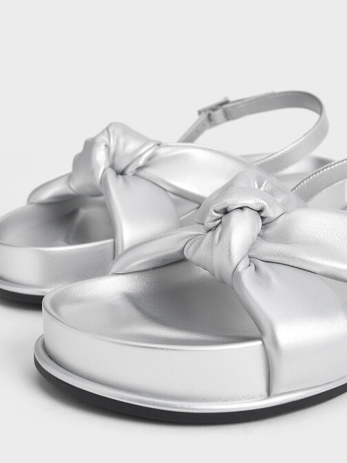 Rosetta Metallic Knotted Puffy Sandals, Silver, hi-res