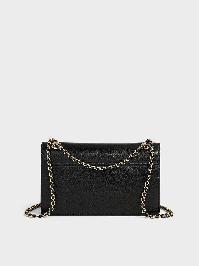 Everline Glittered Braided-Strap Shoulder Bag, Black, hi-res