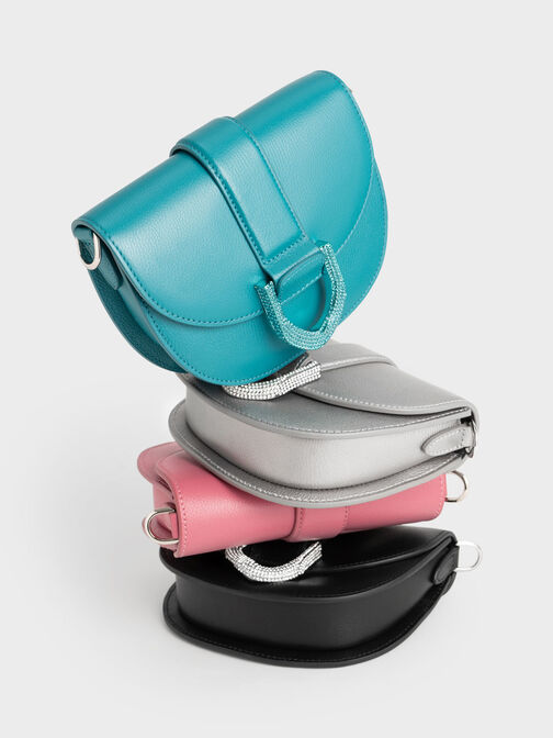 Mini Gabine Leather Saddle Bag, สีพิวเตอร์, hi-res