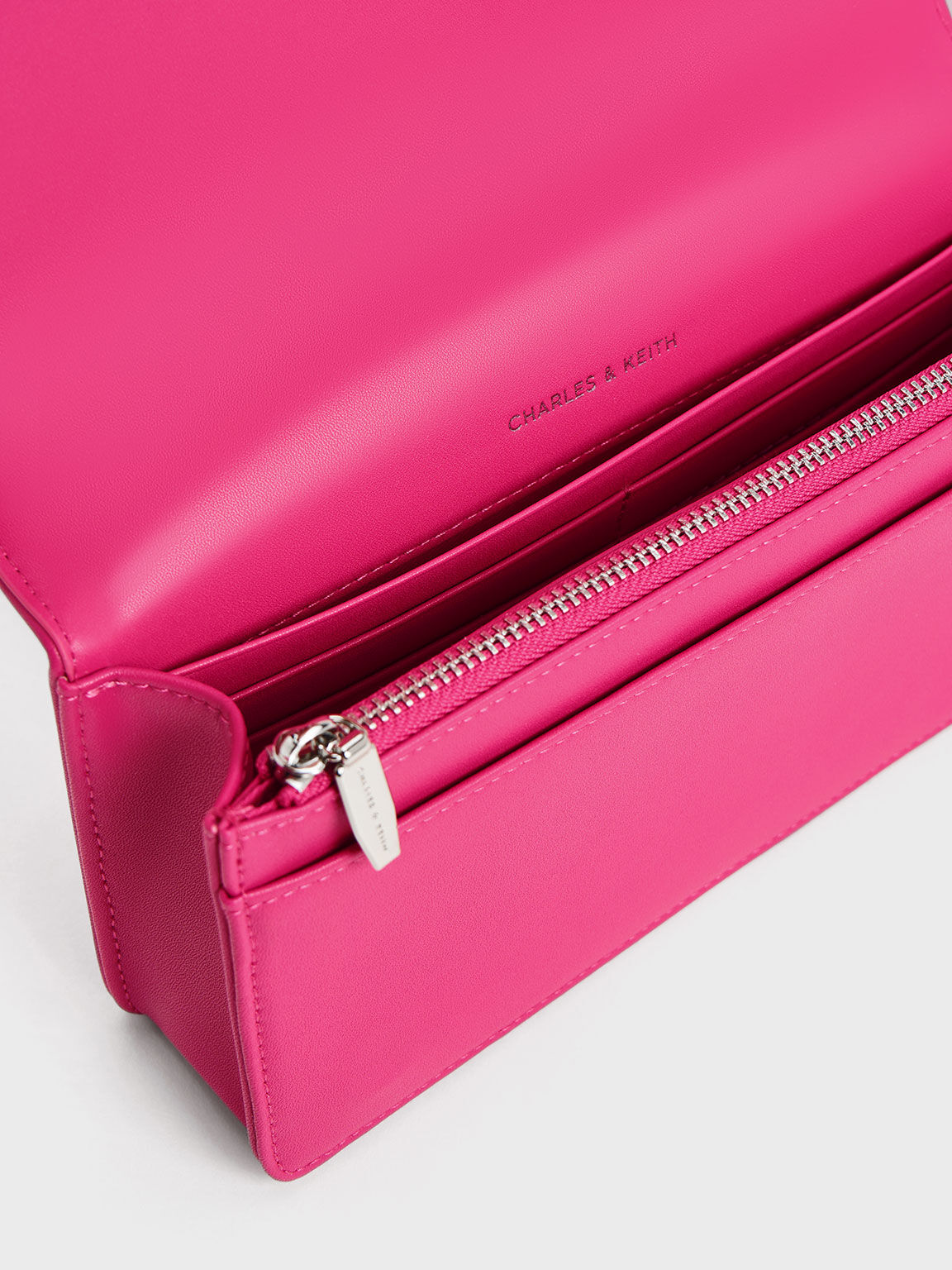Fuchsia Paffuto Recycled Satin Chain Handle Long Wallet CHARLES KEITH TH