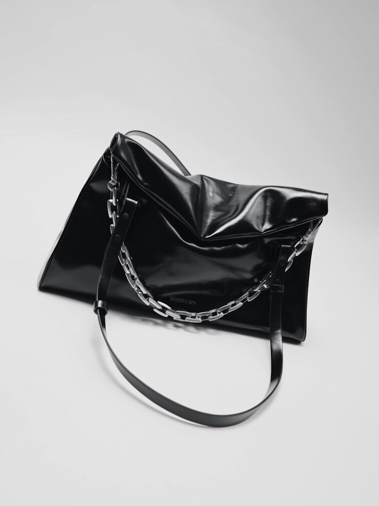 Andromeda Chunky-Chain Trapeze Tote Bag, Noir, hi-res