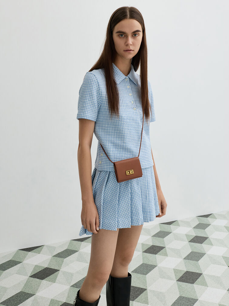 กระเป๋าสตางค์ดีไซน์สายมัดปมพร้อมตัวล็อคแบบหมุนรุ่น Edna, สีช็อคโกแลต, hi-res