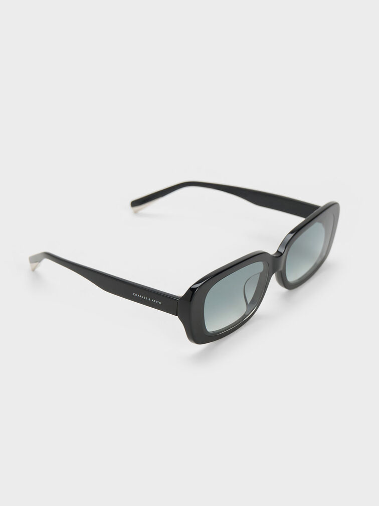 Rectangular Recycled Acetate Sunglasses, สีดำ, hi-res
