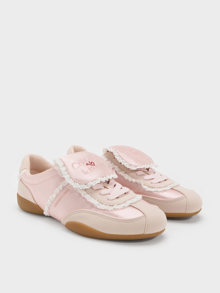 Louise Lace-Trim Sneakers, Light Pink, hi-res
