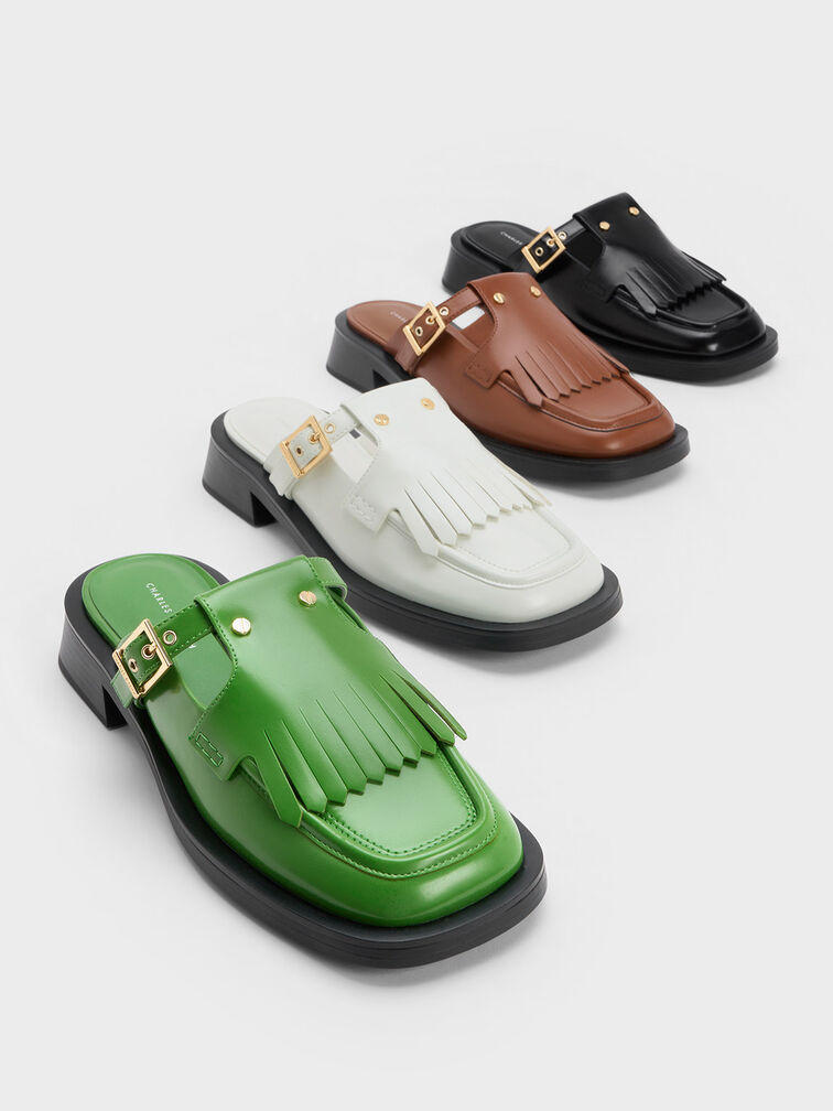 Studded Cut-Out Fringe Mules, , hi-res