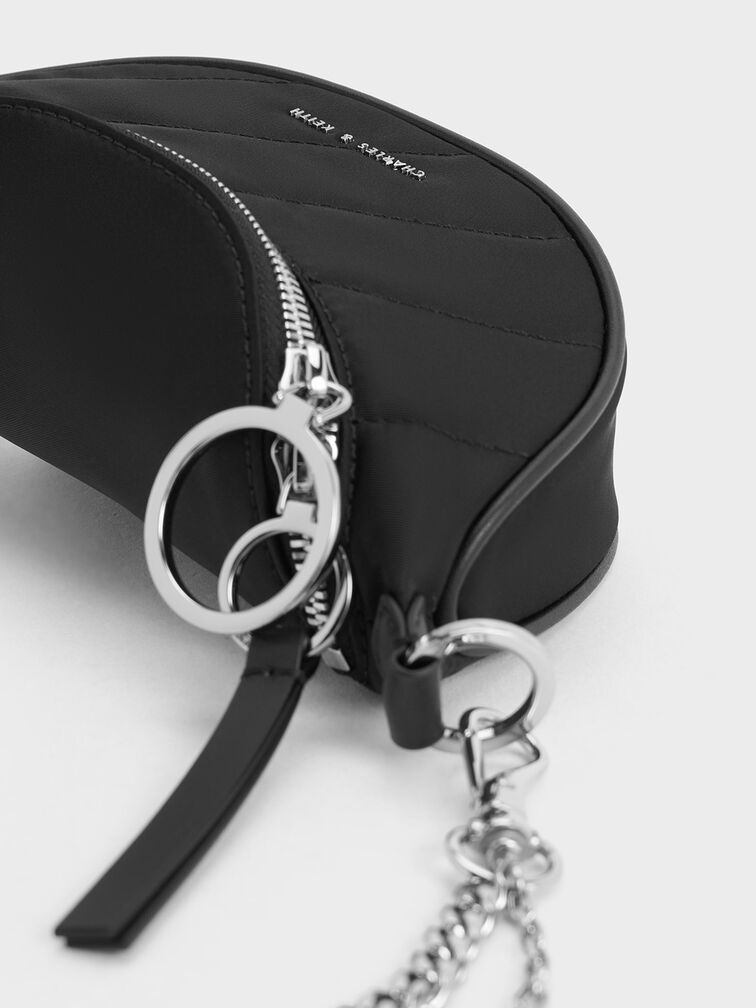 Philomena Nylon Half-Moon Crossbody Bag, , hi-res