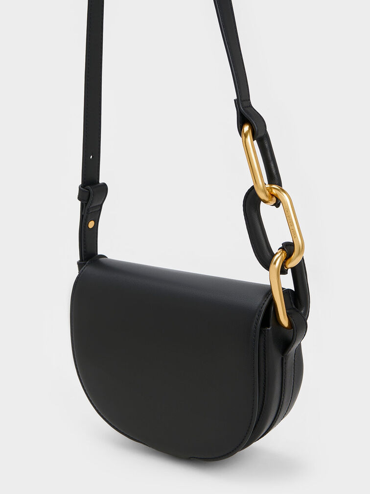 Kora Saddle Crossbody Bag, Black, hi-res