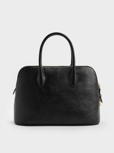 Large Ginevra Structured Bowling Bag, Black, hi-res