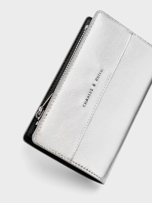 Metallic Top-Zip Short Wallet, , hi-res
