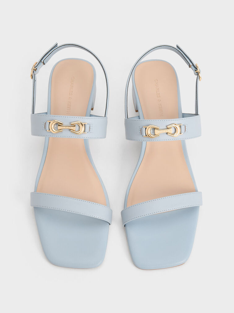 Metallic-Accent Slingback Sandals, Light Blue, hi-res