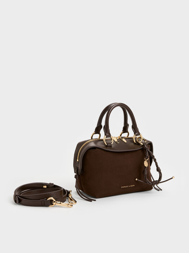 Haylen Braided-Charm Bowling Bag, Espresso Brown, hi-res