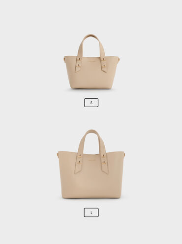 กระเป๋าโท้ทรุ่น Shania, สีดัสเต็ดโอ๊ต, hi-res