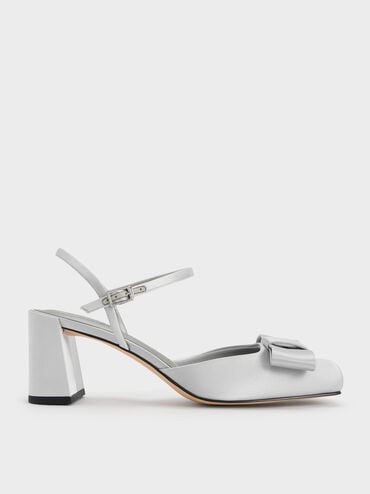 Brantley Bow Ankle-Strap Pumps, Grey, hi-res