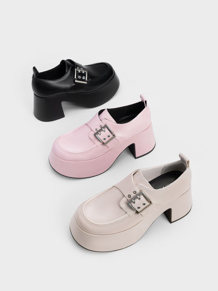 Rubina Buckled Chunky Loafers, สีดำ, hi-res