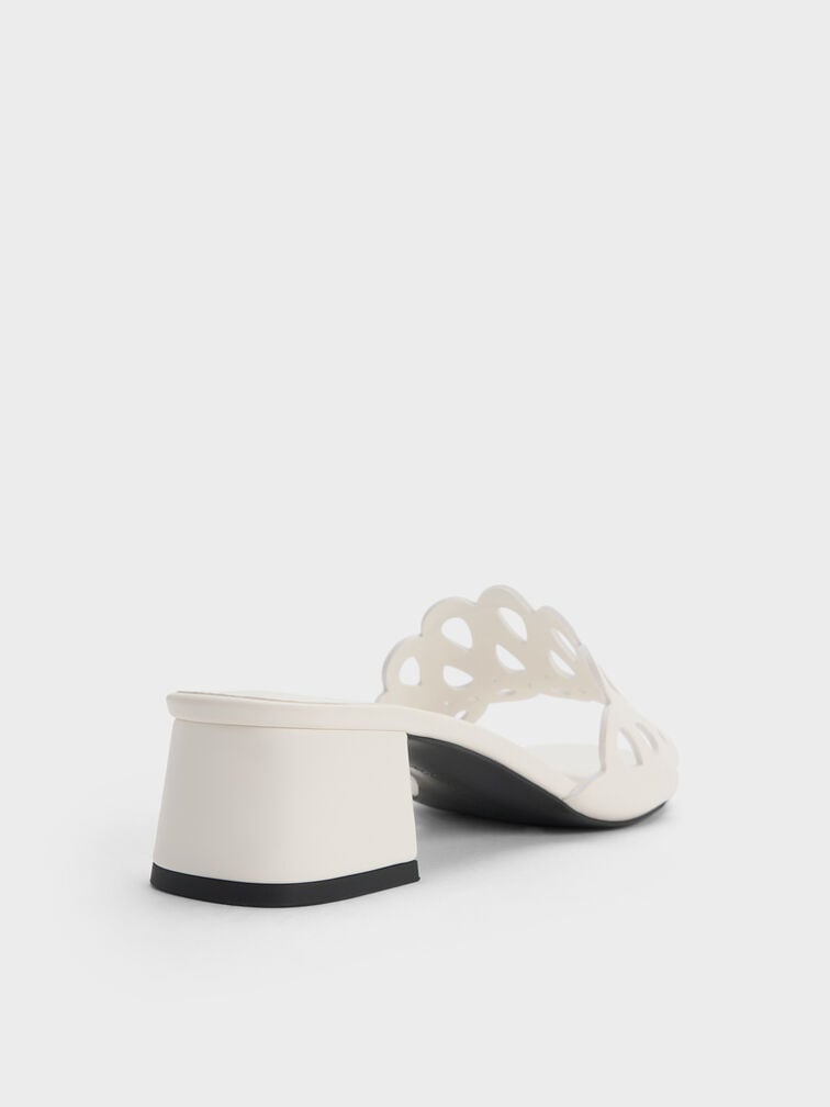 Cut-Out Block-Heel Mules, White, hi-res