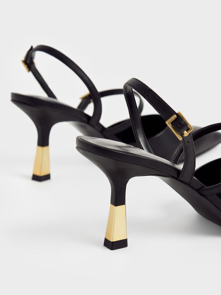 Black Double Strap Slingback Pumps - CHARLES & KEITH TH