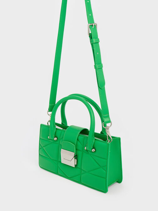 Blanche Quilted Top Handle Bag, Green, hi-res