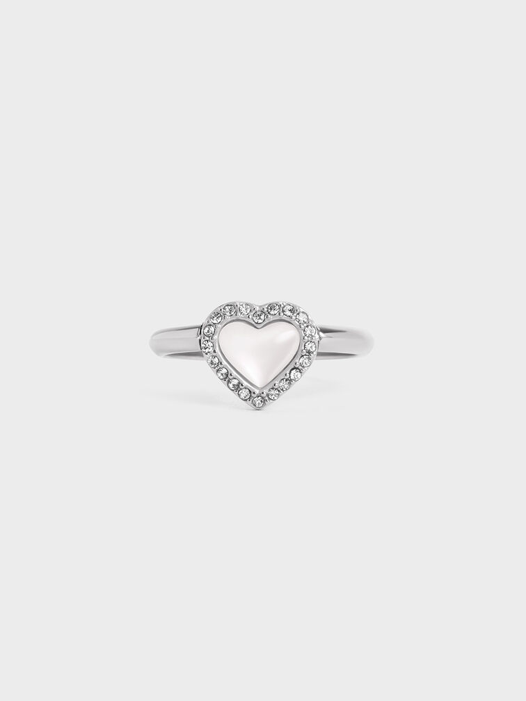 Annalise Crystal Heart-Stone Ring, Silver, hi-res