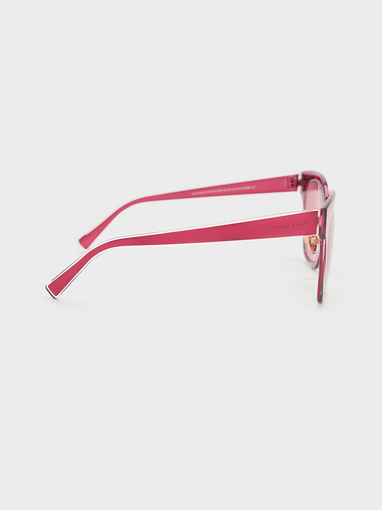 Oversized Square Metallic Accent Sunglasses, , hi-res
