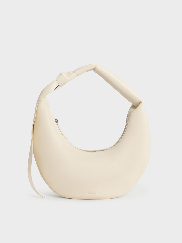 Mini Toni Knotted Crescent Hobo Bag, Chalk, hi-res