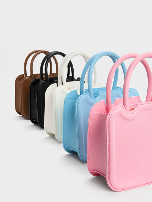 กระเป๋าโท้ทแบบมีทรงรุ่น Perline, สีชมพู, hi-res