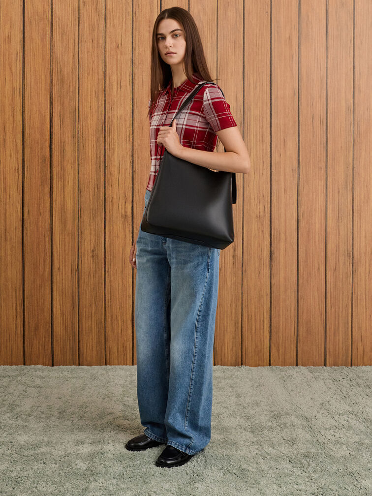 กระเป๋าโท้ทรุ่น Edna, สีดำ, hi-res