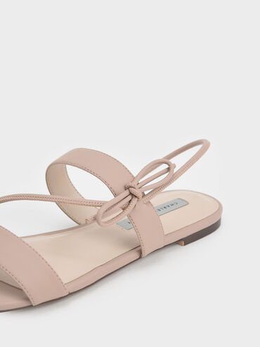 Textured Bow-Tie Flat Slingback Sandals, สีนู้ด, hi-res
