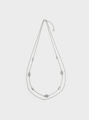 Aine Crystal Double-Chain Necklace, Silver, hi-res
