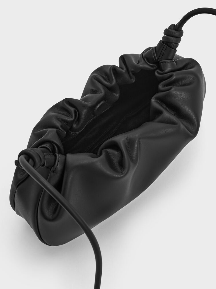 Lorelai Ruched Knotted-Strap Shoulder Bag, Noir, hi-res