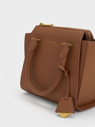 Harper Geometric Top Handle Bag, Chocolate, hi-res