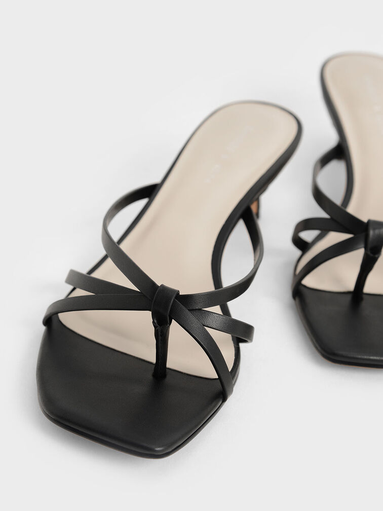 Strappy Heeled Toe-Loop Sandals, , hi-res