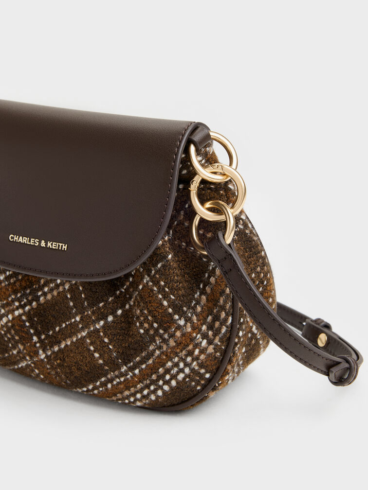 Britton Checkered Ruched Saddle Bag, Multi, hi-res