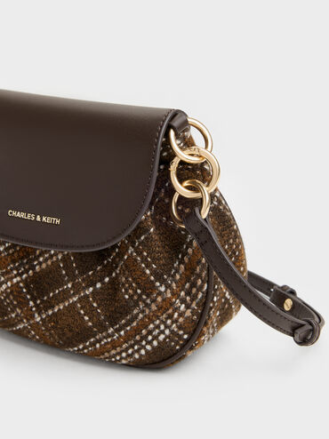 Britton Checkered Ruched Saddle Bag, Multi, hi-res