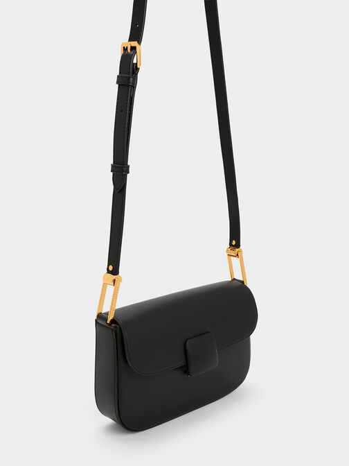 Koa Square Push-Lock Shoulder Bag, Black, hi-res