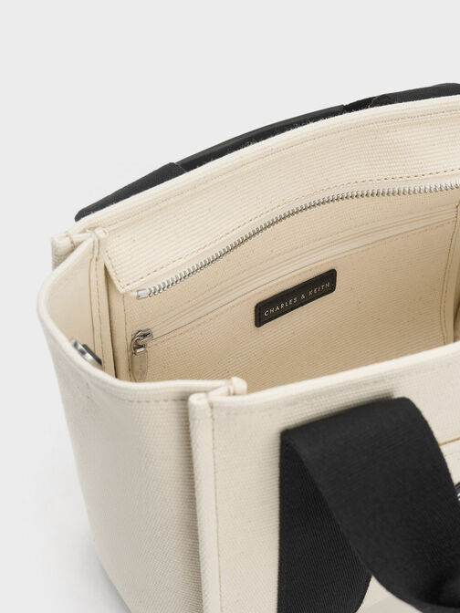 Kay Canvas Contrast-Trim Tote Bag, , hi-res