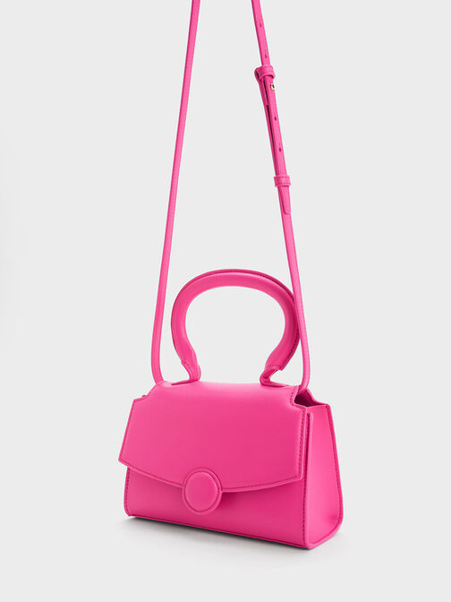 Clover Curved Handle Bag, สีฟูเชีย, hi-res