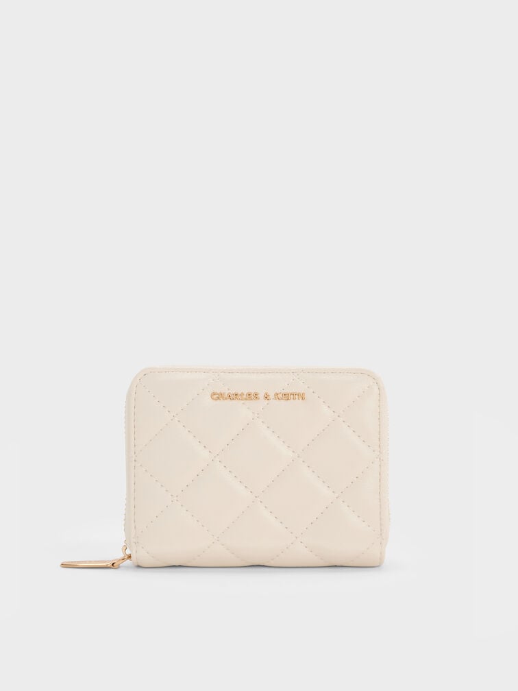 Alva Quilted Zip-Around Wallet, Cream, hi-res
