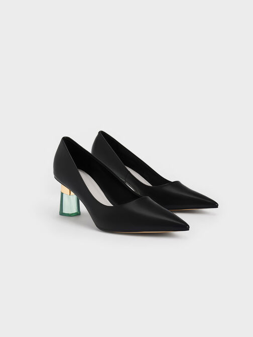 Metallic Accent Clear Heel Pumps, , hi-res