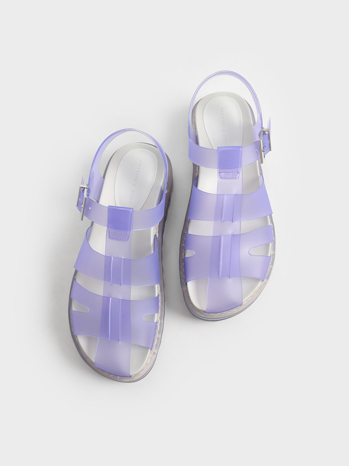 Translucent Caged Sandals, Purple, hi-res