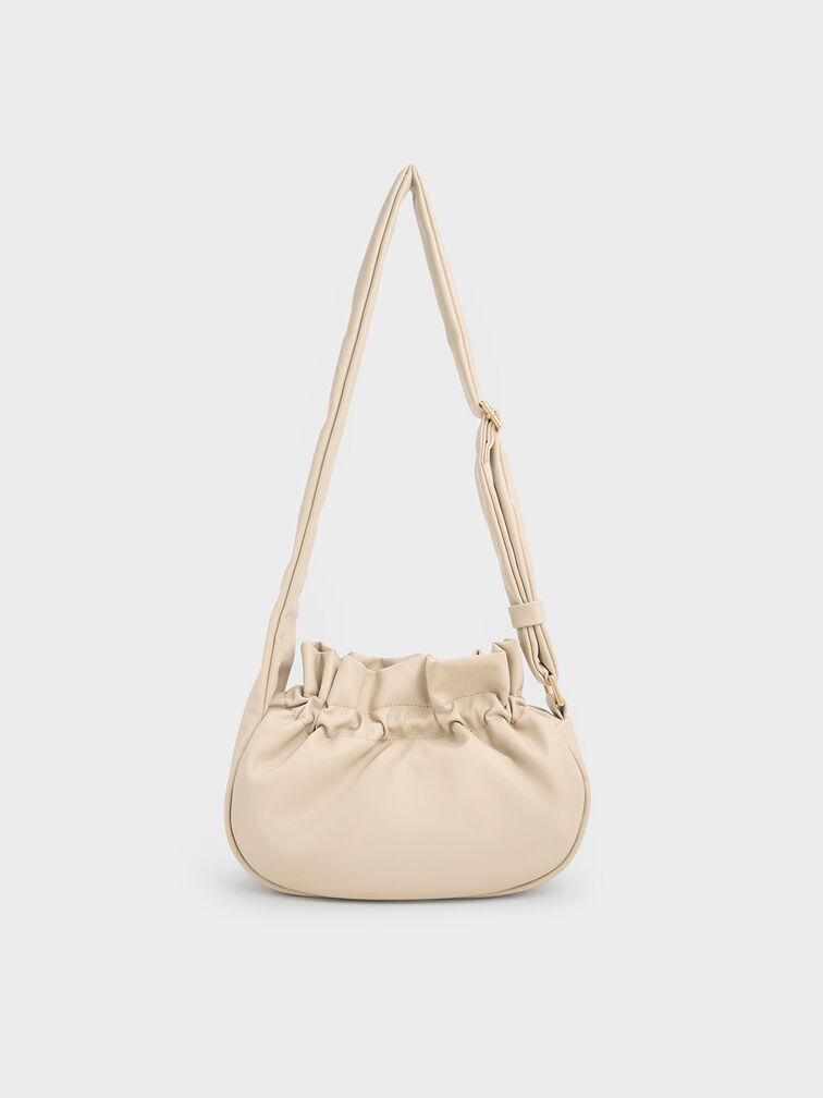 Mini Maisy Ruched Drawstring Hobo Bag, Oat, hi-res