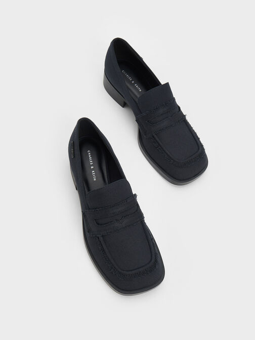 Denim Cut-Out Penny Loafers, , hi-res